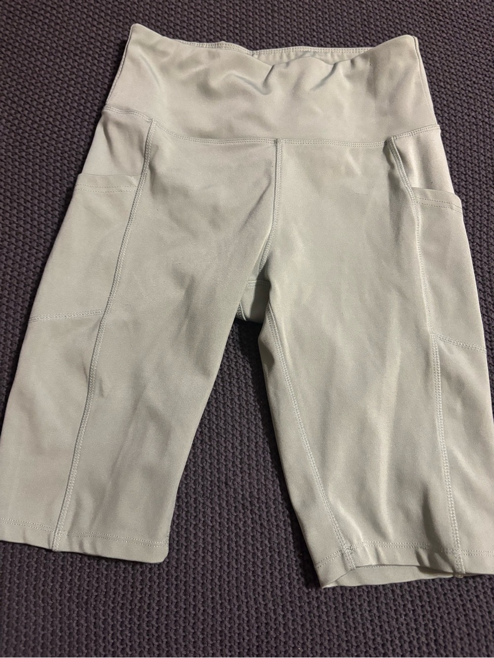 High-Waist Athletic Bike Shorts - Sage Green